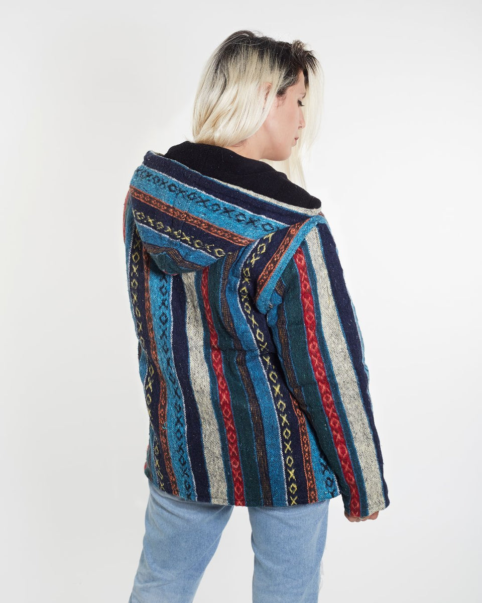 Poncho Mit Kapuze Baumwolle Gewebt Unisex Erwachsene Warm Kalt Dip Robe