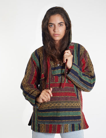 Colorful Hippie Traditional Nepalese Gheri Cotton Fabric Hoodie