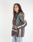 Green Hippie Traditional Nepalese Gheri Cotton Fabric Hoodie