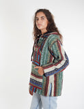 Green Hippie Traditional Nepalese Gheri Cotton Fabric Hoodie