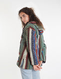 Green Hippie Traditional Nepalese Gheri Cotton Fabric Hoodie