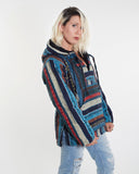 Blue Hippie Traditional Nepalese Gheri Cotton Fabric Hoodie