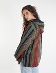 Colorful Hippie Traditional Nepalese Gheri Cotton Fabric Hoodie