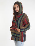 Colorful Hippie Traditional Nepalese Gheri Cotton Fabric Hoodie