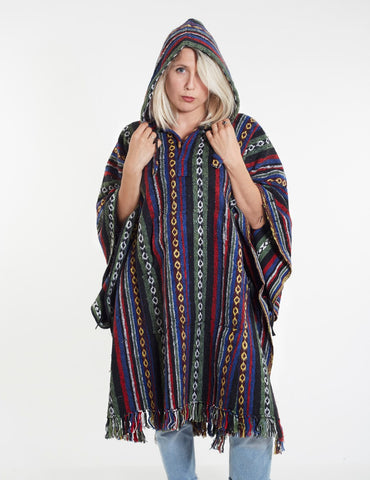 Unisex LOUDelephant Poncho Hooded Robe – Cold Dip Gheri Cotton, Warm Woven, Nepal