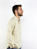 Khaki Cotton Cream Kurta