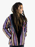 Rebel Multi Stripe Color Hippie Polar Fleece Jacket