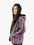 Rebel Multi Stripe Color Hippie Polar Fleece Jacket