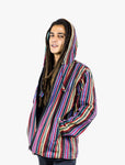 Rebel Multi Stripe Color Hippie Polar Fleece Jacket